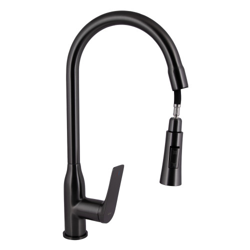 Змішувач для кухні Qtap Vlasta New з висувним виливом QTVLA344GMB45647 Gunmetal Black PVD