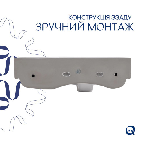 Комплект Qtap Tern: Раковина підвісна прамокутна права 450х260х155 мм White + Донний клапан PU02O