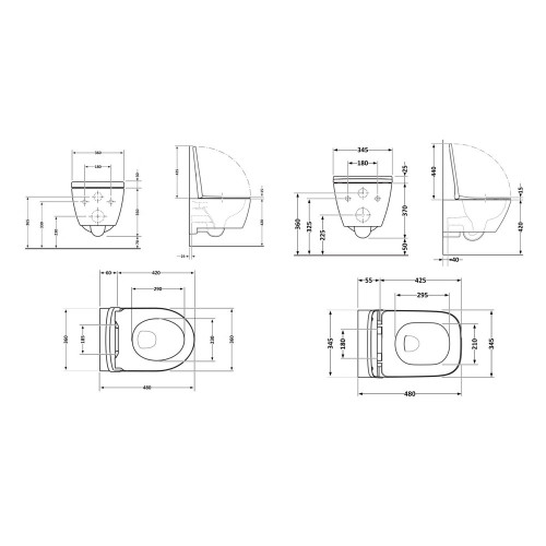 Акційний набір: Унітаз підвісний Jay Ultra Quiet QT07335177W 485х360х320 + Tern Ultra Quiet QT17332303ASW 490x365x325