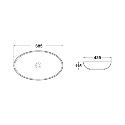 Раковина-чаша Qtap Dove 680х420х120 White з донним клапаном QT0611K160W