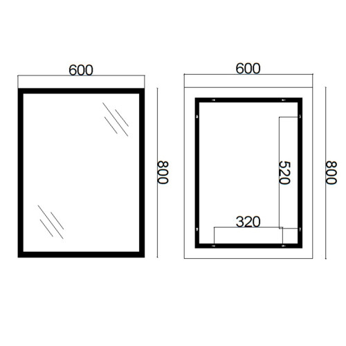 Дзеркало Qtap Mideya Classic 600х800 з LED-підсвічуванням Touch, з антизапотіванням QT2078F6151W