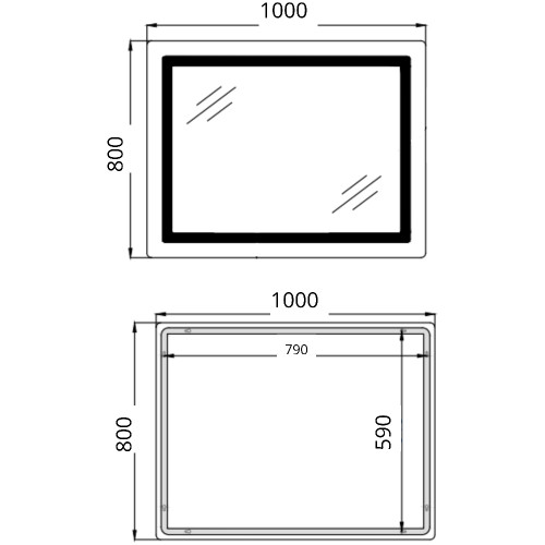 Дзеркало Qtap Cardinal (CA2) 1000х800 з LED-підсвічуванням Touch, з антизапотіванням, з димером, рег. темп. кольору (3000-6500K) QT0478C1008048455