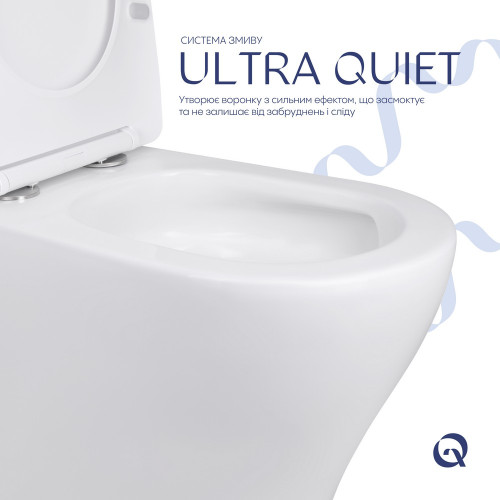 Унитаз напольный Qtap Virgo Ultra Quiet безободковый с сиденьем Soft-Close WHITE QT18226092AW