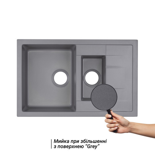 Кухонна мийка з додатковою чашею Qtap CS 7648 Grey (QT7648GRE471)