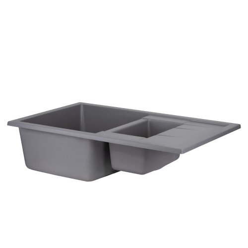 Кухонна мийка з додатковою чашею Qtap CS 7648 Grey (QT7648GRE471)