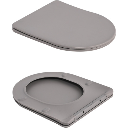 Унітаз підвісний Robin Ultra Quiet 490×365×325 мм, Stone Grey, з сидінням Slim Duroplast / Soft-close / Quick Release QT13332381АSSG Qtap