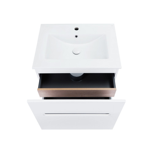 Комплект Qtap Virgo 600х580х437 White/Whitish oak тумба підвісна + раковина урізна  QT1872TPА6013060CW