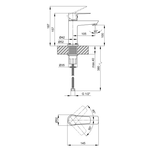 Змішувач для раковини Qtap Planice 1015107C