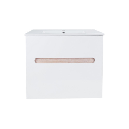 Комплект Qtap Virgo 700х580х437 White/Whitish oak тумба підвісна + раковина урізна  QT1872TPА7013070CW