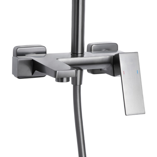 Душова система універсальна Qtap Gemini на три споживача (з виливом) QTGEM111GMB45688 Gunmetal Black PVD