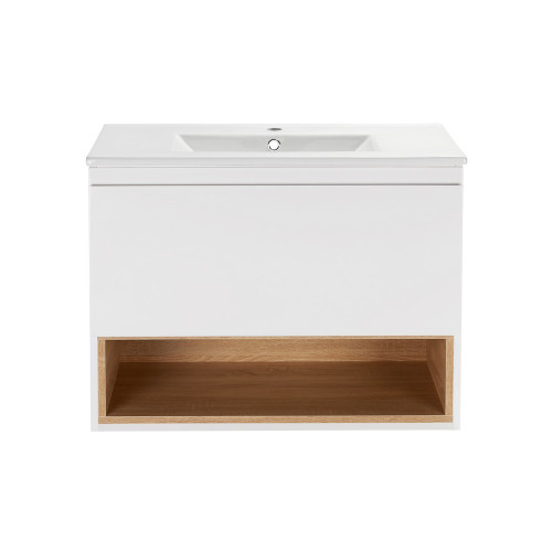 Комплект Qtap Robin 800х580х437 White/Whitish oak тумба підвісна + раковина урізна QT1372TPВ8001WWO
