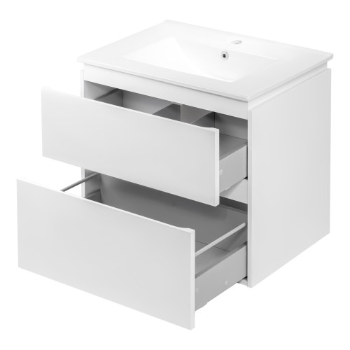 Комплект Qtap Albatross 710х725х460 White тумба підвісна + раковина урізна  QT0172TP700D3070CW