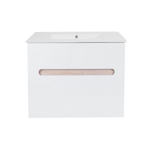 Комплект Qtap Virgo 800х580х437 White/Whitish oak тумба підвісна + раковина урізна  QT1872TPА8013080CW