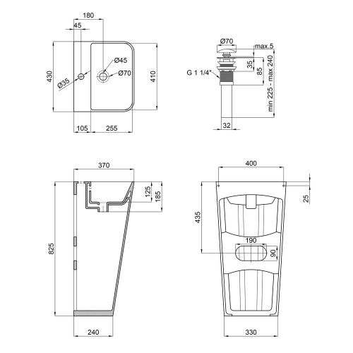 Раковина напольная моноблок Qtap Tern 440х380х830mm White с донным клапаном QT1711G302W