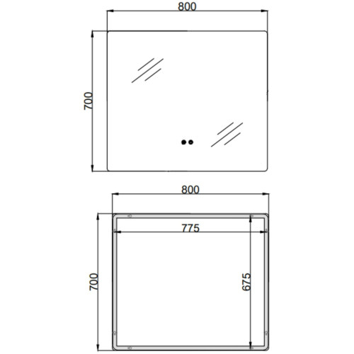 Дзеркало Qtap Taurus (TA2) 800×700 мм з LED-підсвічуванням Touch, з антизапотіванням, з димером, рег. темп. кольору (3000-6500K) QTTAU70070048955