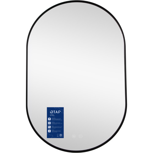 Дзеркало Qtap Scorpio (SC1) з LED-підсвічуванням Touch, з антизапотіванням, з димером, рег. темп. кольору (3000-6500K) Black QTSC600900