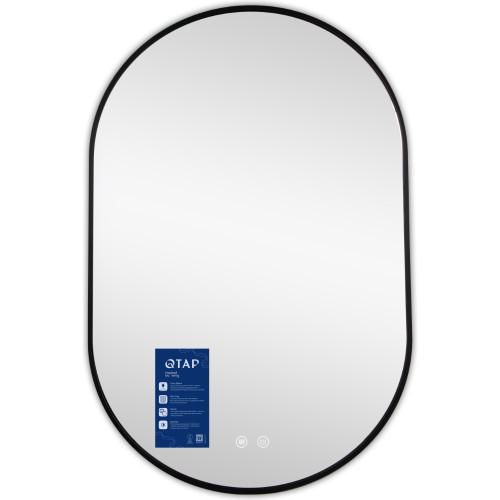Дзеркало Qtap Scorpio (SC1) з LED-підсвічуванням Touch, з антизапотіванням, з димером, рег. темп. кольору (3000-6500K) Black QTSC600900
