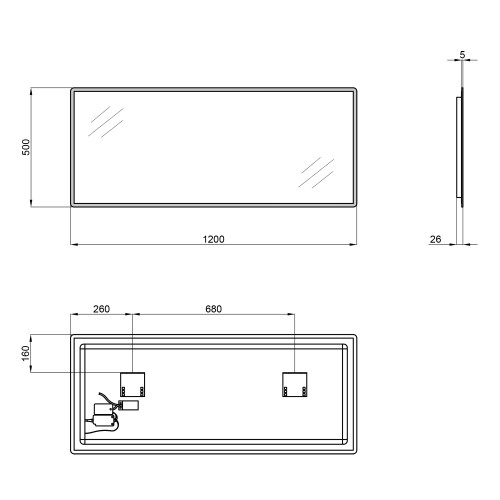 Дзеркало Qtap Tern 1200x500 з LED-підсвічуванням Sensor, QT1778140450120W
