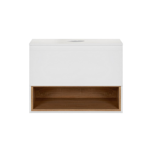 Тумба підвісна Qtap Robin 600х476х470 White/Whitish oak зі стільницею QT1379TPН6001WWO