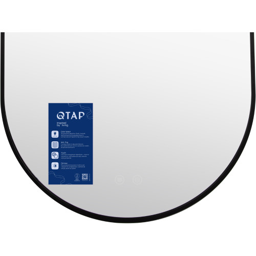 Дзеркало Qtap Scorpio (SC1) з LED-підсвічуванням Touch, з антизапотіванням, з димером, рег. темп. кольору (3000-6500K) Black QTSC500900