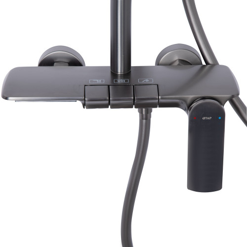 Душова система універсальна Qtap Slavonice на три споживача (з виливом) QTSLA111GMB45905 Gunmetal Black PVD
