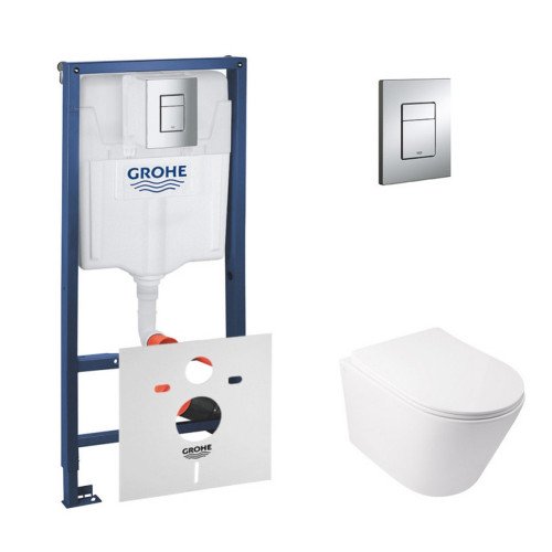 Набор инсталляция 4 в 1 Grohe Rapid SL 38772001 + унитаз с сиденьем Qtap Swan QT16335178W Набор инсталляция 4 в 1 Grohe Rapid SL 38772001 + унитаз с сиденьем Qtap Swan QT16335178W