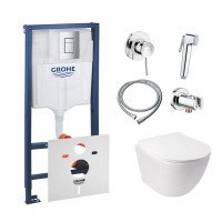 Комплект інсталяція Grohe Rapid SL 38772001 + унітаз з сидінням Qtap Jay QT07335176W + набір для гігієнічного душу зі змішувачем Grohe BauClassic 111048 Комплект інсталяція Grohe Rapid SL 38772001 + унітаз з сидінням Qtap Jay QT07335176W + набір для гігієнічного душу зі змішувачем Grohe BauClassic 111048