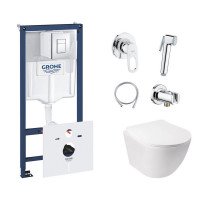 Комплект інсталяція Grohe Rapid SL 38827000 + унітаз з сидінням Qtap Jay QT07335176W + набір для гігієнічного душу зі змішувачем Grohe BauLoop 111042 Комплект інсталяція Grohe Rapid SL 38827000 + унітаз з сидінням Qtap Jay QT07335176W + набір для гігієнічного душу зі змішувачем Grohe BauLoop 111042