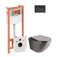Набір Qtap інсталяція 4 в 1 з панеллю змиву Nest (QT0133M425 + QT0111M11V1146MB) + унітаз з сидінням Robin QT1333046ENRMB