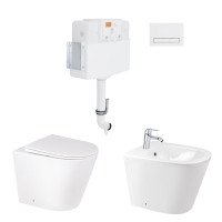 Набір Qtap змивний бачок з панеллю змиву Nest (QT0122490S4Q1 + QT0111M08V1384W) + унітаз Swan QT16223178W + біде Stork QT15443378W + змішувач для біде Arena QTARECRM Набір Qtap змивний бачок з панеллю змиву Nest (QT0122490S4Q1 + QT0111M08V1384W) + унітаз Swan QT16223178W + біде Stork QT15443378W + змішувач для біде Arena QTARECRM