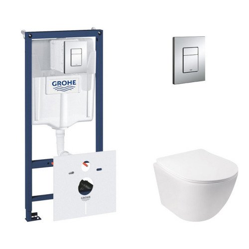 Набор инсталляция 5 в 1 Grohe Rapid SL 38827000 + унитаз с сиденьем Qtap Jay QT07335176W Набор инсталляция 5 в 1 Grohe Rapid SL 38827000 + унитаз с сиденьем Qtap Jay QT07335176W