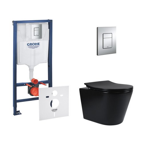 Набор инсталляция 4 в 1 Grohe Rapid SL 38772001 + унитаз с сиденьем Qtap Scorpio QT1433053ERMB Набор инсталляция 4 в 1 Grohe Rapid SL 38772001 + унитаз с сиденьем Qtap Scorpio QT1433053ERMB
