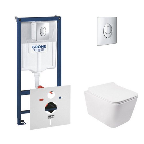Набор инсталляция 4 в 1 Grohe Rapid SL 38721001 + унитаз с сиденьем Qtap Crow QT05335170W Набор инсталляция 4 в 1 Grohe Rapid SL 38721001 + унитаз с сиденьем Qtap Crow QT05335170W