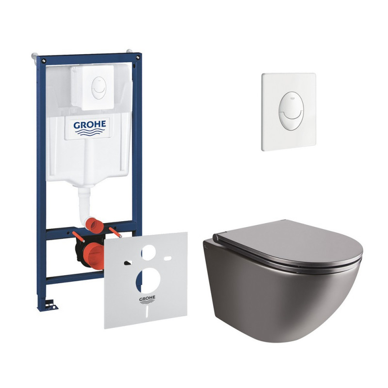 Набор инсталляция 4 в 1 Grohe Rapid SL 38722001 + унитаз с сиденьем Qtap Robin QT1333046ENRMB