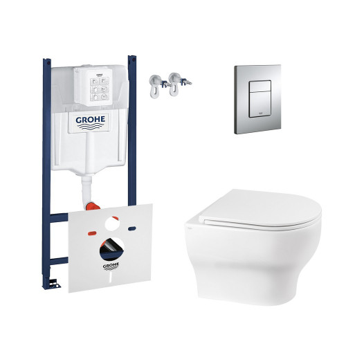 Набор инсталляция 4 в 1 Grohe Rapid SL 3884000G + унитаз с сиденьем Qtap Aries QT0333063ERW Набор инсталляция 4 в 1 Grohe Rapid SL 3884000G + унитаз с сиденьем Qtap Aries QT0333063ERW