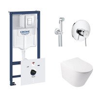Комплект инсталляция Grohe Rapid SL 38827000 + унитаз с сиденьем Qtap Swan QT16335178W + набор для гигиенического душа со смесителем Grohe BauClassic 2904800S Комплект инсталляция Grohe Rapid SL 38827000 + унитаз с сиденьем Qtap Swan QT16335178W + набор для гигиенического душа со смесителем Grohe BauClassic 2904800S
