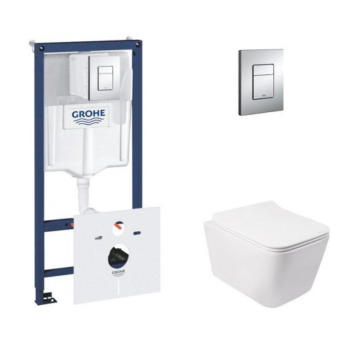 Набор инсталляция 5 в 1 Grohe Rapid SL 38827000 + унитаз с сиденьем Qtap Crow QT05335170W Набор инсталляция 5 в 1 Grohe Rapid SL 38827000 + унитаз с сиденьем Qtap Crow QT05335170W