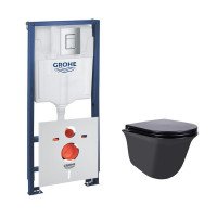 Набор инсталляция 4 в 1 Grohe Rapid SL 38772001 + унитаз с сиденьем Qtap Virgo QT1833051ERMB