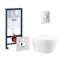 Набор инсталляция 4 в 1 Grohe Rapid SL 38721001 + унитаз с сиденьем Qtap Leo QT11331002ERW