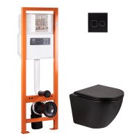 Набір Qtap інсталяція 4 в 1 з панеллю змиву Nest (QT0233M370 + QT0211P01V1178MB) + унітаз з сидінням Robin QT1333046ERMB Набір Qtap інсталяція 4 в 1 з панеллю змиву Nest (QT0233M370 + QT0211P01V1178MB) + унітаз з сидінням Robin QT1333046ERMB