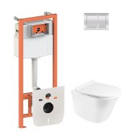 Набор Qtap инсталляция 4 в 1 с панелью смыва Nest (QT0133M425 + QT0111M06028CRM) + унитаз с сиденьем Virgo QT1833051ERW Набор Qtap инсталляция 4 в 1 с панелью смыва Nest (QT0133M425 + QT0111M06028CRM) + унитаз с сиденьем Virgo QT1833051ERW