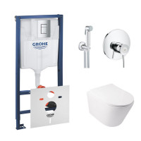 Комплект инсталляция Grohe Rapid SL 38772001 + унитаз с сиденьем Qtap Swan QT16335178W + набор для гигиенического душа со смесителем Grohe BauClassic 2904800S Комплект инсталляция Grohe Rapid SL 38772001 + унитаз с сиденьем Qtap Swan QT16335178W + набор для гигиенического душа со смесителем Grohe BauClassic 2904800S