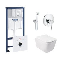 Комплект інсталяція Grohe Rapid SL 38827000 + унітаз з сидінням Qtap Crow QT05335170W + набір для гігієнічного душу зі змішувачем Grohe BauClassic 2904800S Комплект інсталяція Grohe Rapid SL 38827000 + унітаз з сидінням Qtap Crow QT05335170W + набір для гігієнічного душу зі змішувачем Grohe BauClassic 2904800S