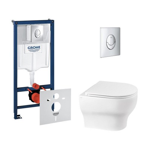 Набор инсталляция 4 в 1 Grohe Rapid SL 38721001 + унитаз с сиденьем Qtap Aries QT0333063ERW Набор инсталляция 4 в 1 Grohe Rapid SL 38721001 + унитаз с сиденьем Qtap Aries QT0333063ERW