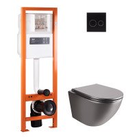 Набір Qtap інсталяція 4 в 1 з панеллю змиву Nest (QT0233M370 + QT0211P01V1178MB) + унітаз з сидінням Robin QT1333046ENRMB