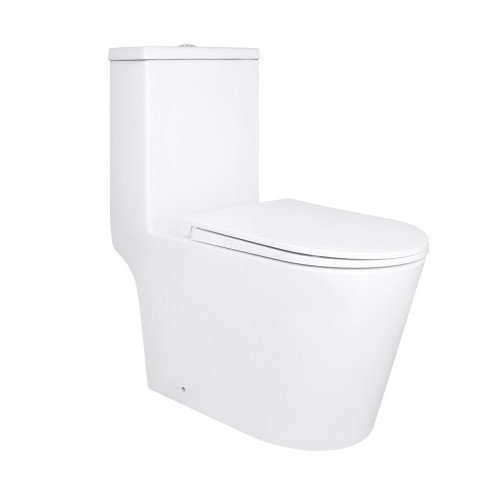 Унитаз-моноблок напольный Qtap Kolibri Ultra Quiet безободковый с сиденьем Soft-close WHITE QT10226380W