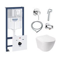 Комплект інсталяція Grohe Rapid SL 38827000 + унітаз з сидінням Qtap Jay QT07335176W + набір для гігієнічного душу зі змішувачем Grohe BauClassic 111048 Комплект інсталяція Grohe Rapid SL 38827000 + унітаз з сидінням Qtap Jay QT07335176W + набір для гігієнічного душу зі змішувачем Grohe BauClassic 111048