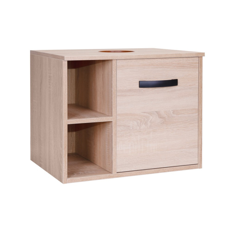 Тумба подвесная Qtap Pisces 600х480х437 Whitish oak со столешницей QT2579TPЛ603WO