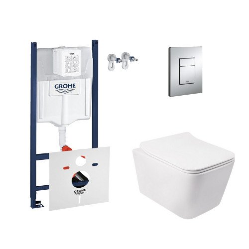Набор инсталляция 4 в 1 Grohe Rapid SL 3884000G + унитаз с сиденьем Qtap Crow QT05335170W Набор инсталляция 4 в 1 Grohe Rapid SL 3884000G + унитаз с сиденьем Qtap Crow QT05335170W
