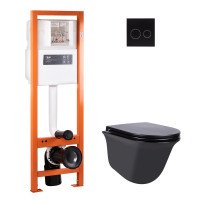 Набір Qtap інсталяція 4 в 1 з панеллю змиву Nest (QT0233M370 + QT0211P01V1178MB) + унітаз з сидінням Virgo QT1833051ERMB Набір Qtap інсталяція 4 в 1 з панеллю змиву Nest (QT0233M370 + QT0211P01V1178MB) + унітаз з сидінням Virgo QT1833051ERMB